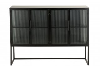 Armoire 4 portes en verre DOZA en métal noir et verre.